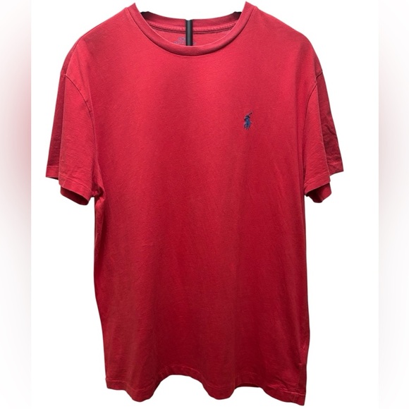 POLO Ralph Lauren Red Short Sleeve Classic Fit T-Shirt with Navy Polo Player - Picture 3 of 9